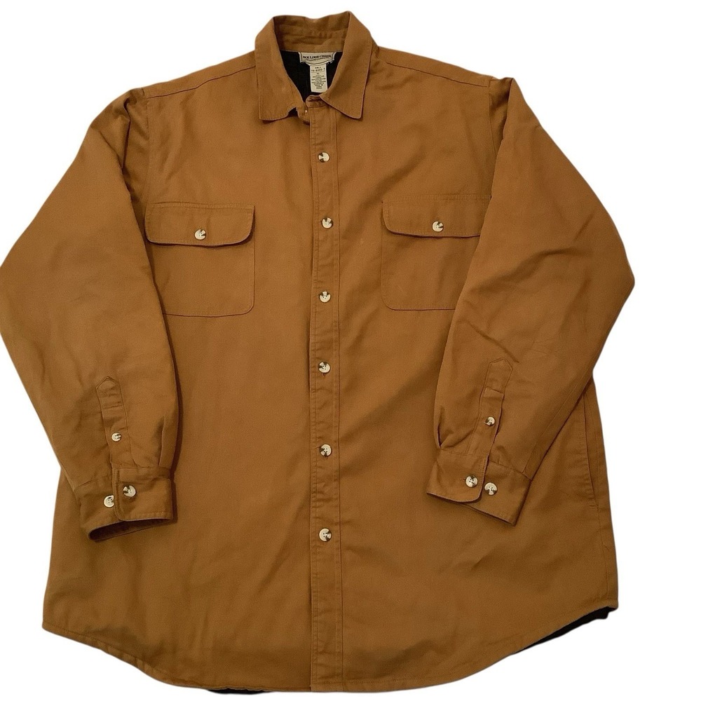 Boulder Creek Mens XL Tall Fleece Lined Canvas Shirt Jacket Brown Workwear